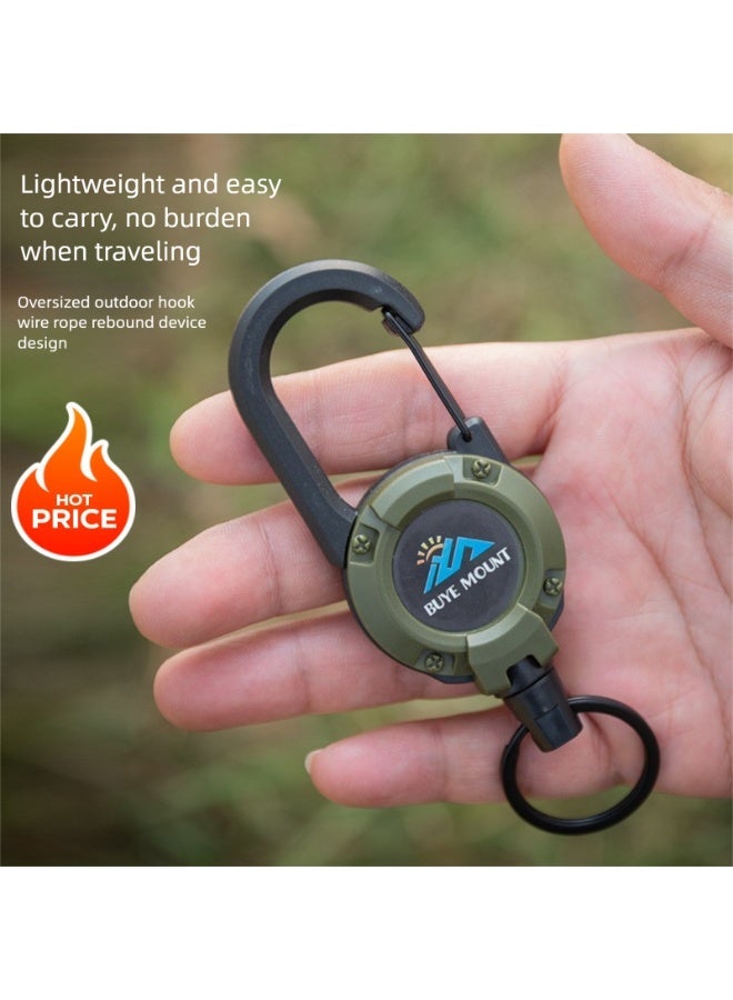 سلسلة مفاتيح قابلة للسحب بتصميم تكتيكي مع مشبك تسلق، حامل بكرة سلك فولاذي مقاوم للفقد في الهواء الطلق - Image 2